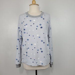 Splendid Gray With Blue & White Stars Very Soft Drop Shoulder Pajama Top Size M